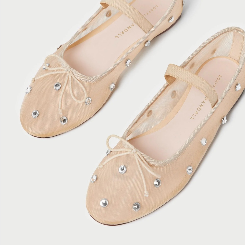 Loeffler Randall Nude Crystal-Studded Mary Jane Flats - Picture 2 of 2